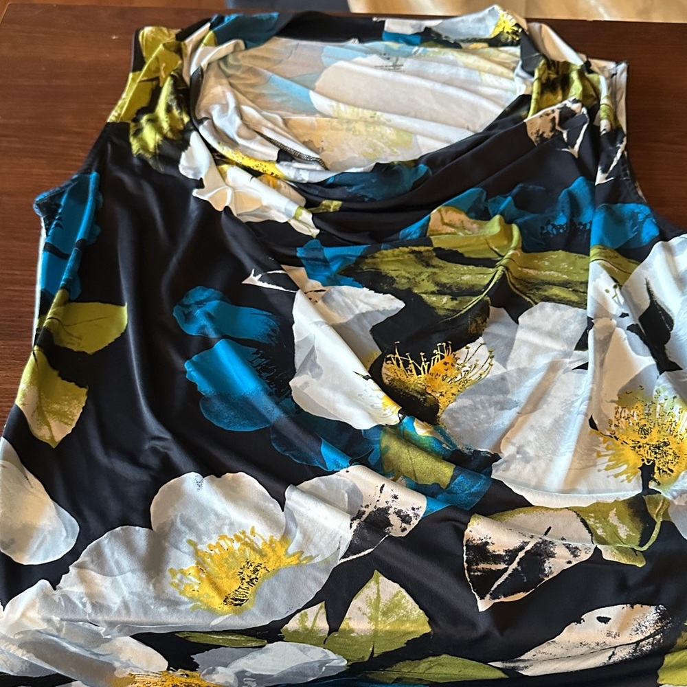 Worthington Blue and Green Floral Blouse